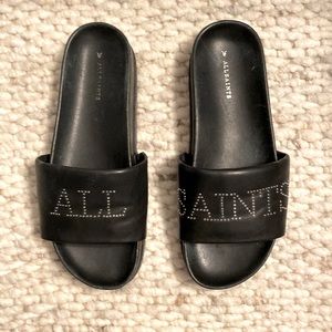 All Saints leather slides
